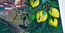 Load image into Gallery viewer, Sorrento painting by Vincenzo Somma painter &quot;Blue sea and lemons&quot; original canvas artwork southern Italy
