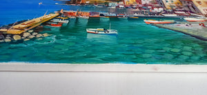 Sorrento painting by Vincenzo Somma painter "Blue sea and lemons" original canvas artwork southern Italy
