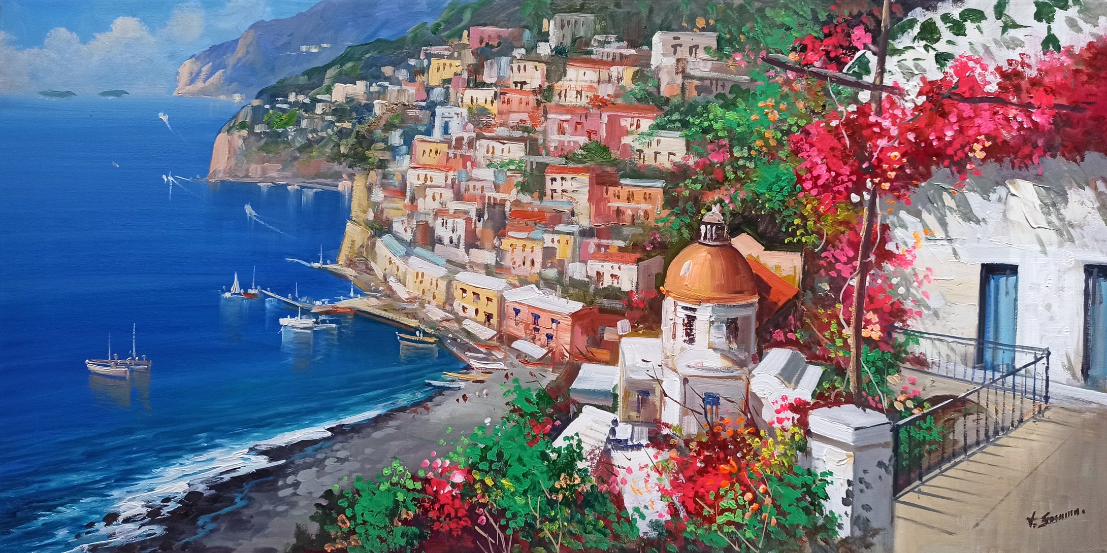 Positano painting by Vincenzo Somma painter 