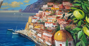 Positano painting by Vincenzo Somma "Nature on the coast" original canvas Italian painter