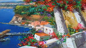 Sorrento painting by Vincenzo Somma painter "Overlooking the Gulf" original canvas artwork southern Italy