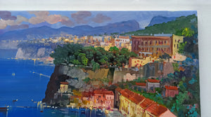 Sorrento painting by Vincenzo Somma "Lights on the gulf" original canvas Italian painter