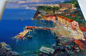 Sorrento painting by Vincenzo Somma "Lights on the gulf" original canvas Italian painter