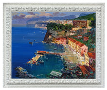 Load image into Gallery viewer, Sorrento painting by Vincenzo Somma &quot;Lights on the gulf&quot; original canvas Italian painter
