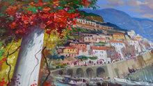 Load image into Gallery viewer, Amalfi painting by Vincenzo Somma &quot;Lookout over the sea&quot; original canvas Italian painter
