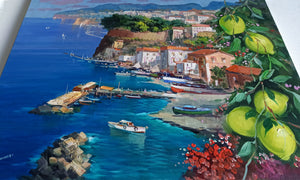 Sorrento painting by Vincenzo Somma "Fruit & Flowers" original canvas Italian painter