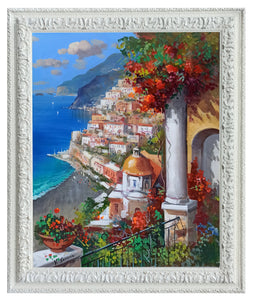 Positano painting by Vincenzo Somma "View from the terrace" original canvas Italian painter