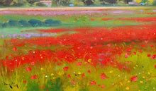 Load image into Gallery viewer, Tuscany painting Andrea Borella painter &quot;Countryside with poppies&quot; original landscape artwork Italy
