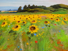 Load image into Gallery viewer, Tuscany painting Andrea Borella painter &quot;Sunflowers field panorama&quot; original landscape artwork Italy
