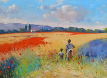 Load image into Gallery viewer, Tuscany painting Andrea Borella painter &quot;July colours&quot; original landscape artwork Italy
