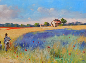 Tuscany painting Andrea Borella painter "July colours" original landscape artwork Italy