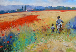 Tuscany painting Andrea Borella painter "July colours" original landscape artwork Italy