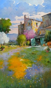 Tuscany painting Andrea Borella painter "Old farmouses" original landscape artwork Italy