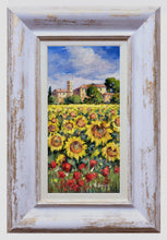 Load image into Gallery viewer, Tuscany painting by Bruno Chirici landscape &quot;Poppies &amp; Sunflowers&quot; original oil artwork Toscana
