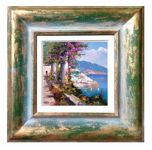 Amalfi painting "Flowery terrace" Italian original canvas artwork painter De Meglio Italy