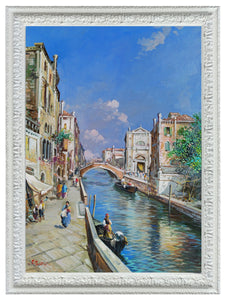 Painting Venice Italy old cityscape n°2 canvas original Michele Martini 1964 certified Venezia
