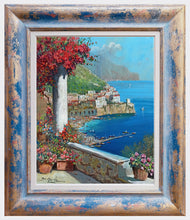Load image into Gallery viewer, Amalfi painting Gianni Di Guida painter &quot;Flowering seaside&quot; vertical version canvas original Italy
