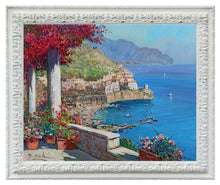 Load image into Gallery viewer, Amalfi painting Gianni Di Guida painter &quot;Flowering seaside&quot; horizontal version canvas original Italy
