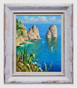 Capri painting Vincenzo Somma painter "Sea stacks" seascape marina original canvas artwork Italy