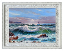 Load image into Gallery viewer, Sea painting Rossella Baldino &quot;The sea storms n°1&quot; original oil canvas certified Italian
