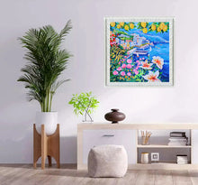 Load image into Gallery viewer, Amalfi painting Alfredo Grimaldi painter &quot;Landscape with lemons and flowers&quot; original canvas artwork Italy
