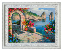 Load image into Gallery viewer, Capri painting &quot;Seaside with flowers&quot; original canvas Italian painter Ernesto De Michele Italy
