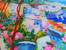 Load image into Gallery viewer, Amalfi painting Grimaldi Alfredo &quot;Flowery walkway&quot; landscape original ocanvas artwork Italy
