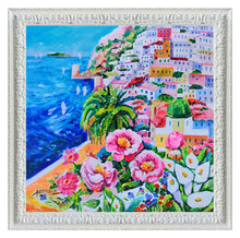 Load image into Gallery viewer, Positano painting Alfredo Grimaldi painter &quot;Positano in bloom&quot; landscape original canvas artwork Italy
