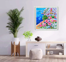 Load image into Gallery viewer, Positano painting Alfredo Grimaldi painter &quot;Positano in bloom&quot; landscape original canvas artwork Italy

