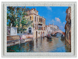 Painting Venice Italy old cityscape n°1 canvas original Michele Martini 1964 certified Venezia