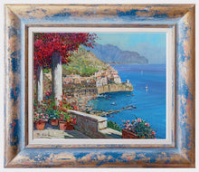 Load image into Gallery viewer, Amalfi painting Gianni Di Guida painter &quot;Flowering seaside&quot; horizontal version canvas original Italy
