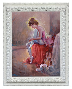 Ballet painting Domenico Ronca painter "Ballet dancer with violin" ballerina oil original Italian artwork