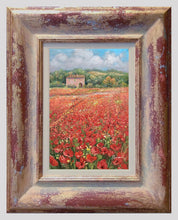 Load image into Gallery viewer, Tuscany painting Domenico Ronca painter &quot;Poppies field landscape&quot; Italian oil canvas original Italy
