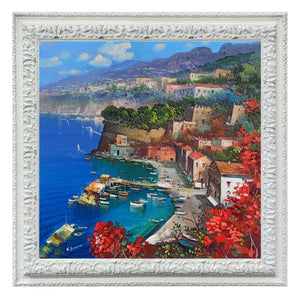 Sorrento painting Vincenzo Somma painter "Blooming panorama"marina original canvas artwork Italy