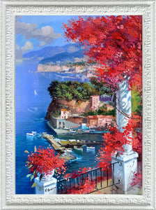 Sorrento painting Vincenzo Somma painter "Vertical lookout" original canvas artwork Italy Amalfitan Coast