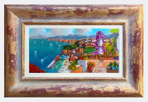 Sorrento painting Silvio Valli painter "Panorama view" artwork canvas Italy