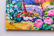 Load image into Gallery viewer, Positano painting Alfredo Grimaldi painter &quot;Flowery road&quot; landscape original canvas artwork Italy
