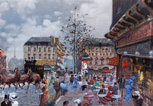 Load image into Gallery viewer, French painting Francesco Tammaro painter &quot;Parisian afternoon&quot;  Belle Epoque old France cityscape

