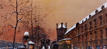 Load image into Gallery viewer, French painting Francesco Tammaro painter &quot;Snowed in Paris&quot;  Belle Epoque old France cityscape
