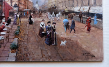 Load image into Gallery viewer, French painting Francesco Tammaro painter &quot;Paris road cityscape&quot;  Belle Epoque old France cityscape
