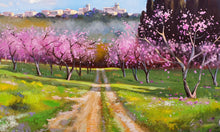 Load image into Gallery viewer, Italian Tuscany painting &quot;Flowery peach trees&quot; original oil Master painter Andrea Borella artwork Italy fine art charm home decor
