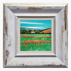 Painting Italian Tuscany landscape flowery meadow original oil painting of painter Alviero Luciani Italy