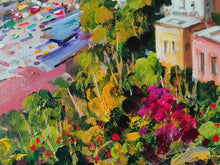Load image into Gallery viewer, Positano painting air view original oil on canvas artwork Italian painter Raffaele Tozzi southern Italy seaside home decor 
