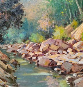 Italian painting "The stream" original oil Master painter Andrea Borella artwork Italy fine art charm home decor 