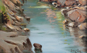 Italian painting "The stream" original oil Master painter Andrea Borella artwork Italy fine art charm home decor 