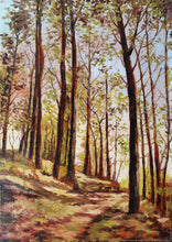 Load image into Gallery viewer, Old vintage painting Italian painter C.Stoduti 1892/1977 &quot;Woods alley 13x18 cm&quot; original artwork  home decor Italy home dcoor
