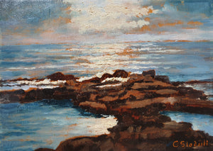 Old Italian vintage painting C.Stoduti 1892/1977 "Sea sunset" original artwork home decor Italy home dcoor