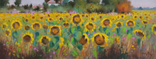 Load image into Gallery viewer, Painting Tuscany landscape with sunflowers original artwork Andrea Borella Master painter Italian charm design wall home decor
