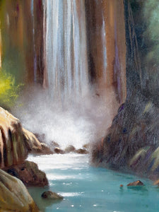 Italian painting "Waterfall" landscape original oil Master painter Andrea Borella artwork Italy landscape home decor