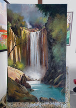 Load image into Gallery viewer, Italian painting &quot;Waterfall&quot; landscape original oil Master painter Andrea Borella artwork Italy landscape home decor
